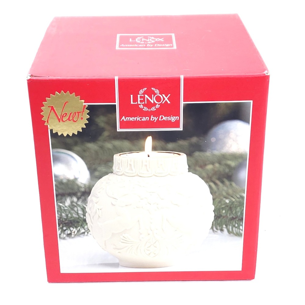 NEW LENOX Christmas Ornamental Glow Winter Damask 4" Votive‎ VICTORIAN NATIVITY